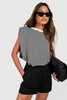 Stripe Shoulder Pad Tank Top