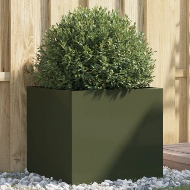 VIDAXL Planter Olive Green 49x47x46cm Steel Vidaxl 8721012364233