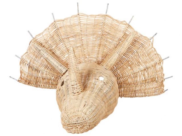 Beliani Wall Decor Dinosaur Bioko Rattan 44cm Natural