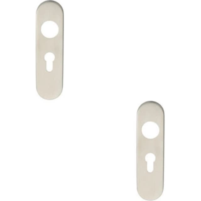 Loops 2x PAIR Radius Lock Euro Cylinder Plate Cover 170 x 45 x 8mm Satin Steel Metallics unisex