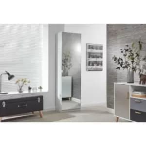 180Cm Mirrored Shoe Cabinet White