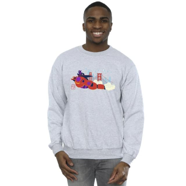 Disney Men Big Hero 6 Baymax Hiro Bridge Sweatshirt in Grey Size: Small Grey S Male 5059934876163
