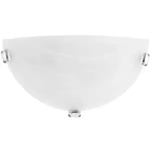 Detroit Flush Wall Uplighter Alabaster Glass Chrome Metal LED E27 - Merano