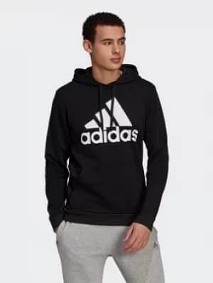 adidas Essentials Fleece Big Logo Hoodie, Black/White, Size S, Men