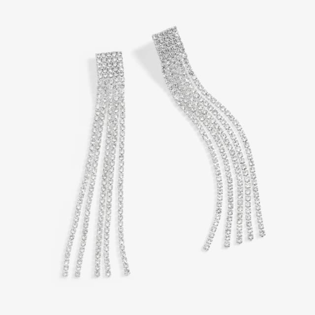 Mood Silver Crystal Core Diamante Shower Drop Earrings Jewellery Sets One Size Silver 72790611000