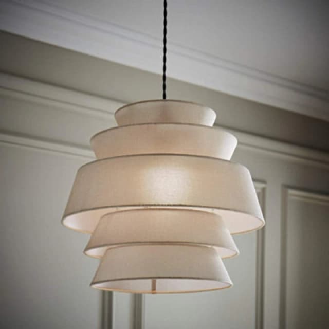 ValueLights ValueLights Valerie Linen 5 Tier Easy Fit Drum Ceiling Pendant Light Lamp Shade in Natural Natural One Size Unisex 5016529272830
