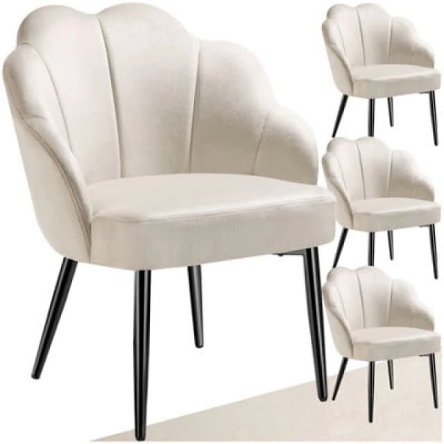tectake Accent Chair Hellen Set Of 4 - Cream/Black in Cream Size: 4 Pack Cream Unisex 4 Pack