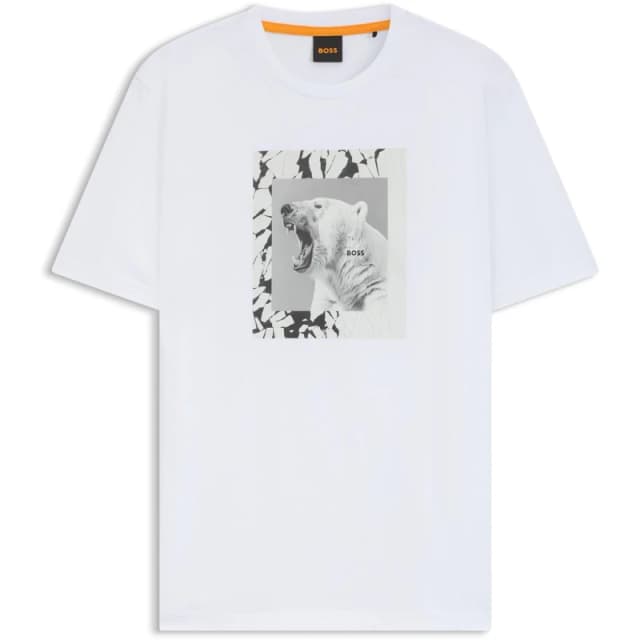 Boss Mens Lupo T-Shirt, Unique Polar Bear Graphic White 100 male S