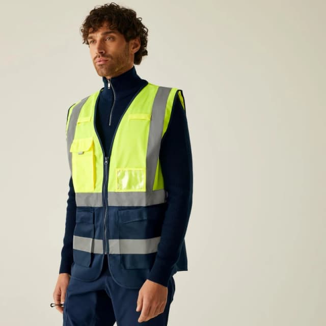Regatta Mens Pro HI-VIS Executive Vest Yellow/Navy male S