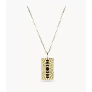 Fossil Womens Georgia Lunar Nights Black Onyx Pendant Necklace - Gold
