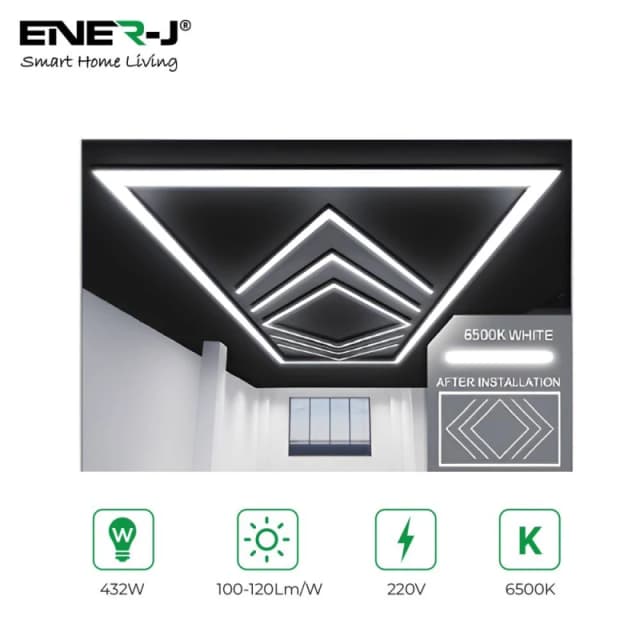 ENER-J 432W Designer Ceiling Lights with Frame 4 Arrow & border in White White Unisex