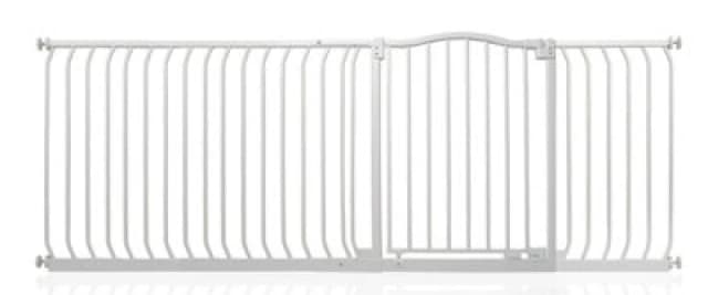 Safetots Curved Top Safety Gate, 198Cm - 207Cm, Matt White, Pressure Fit Stair Gate