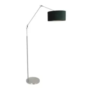 Prestige Chic Floor Lamp with Shade Steel Brushed, Velor Green