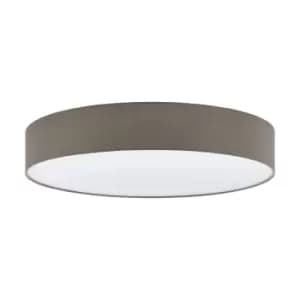 Flush Ceiling Light Colour White Shade Taupe White Fabric Bulb E27 5x25W