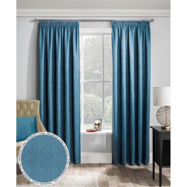 Enhanced Living 'Matrix' Teal - Tape Top Thermal Noise Reducing Dim Out Curtains - Pair Teal