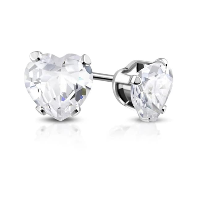 Aye Do Cubic Zirconia Heart Stud Earrings 7445-NP-STD - Silver Silver One Size