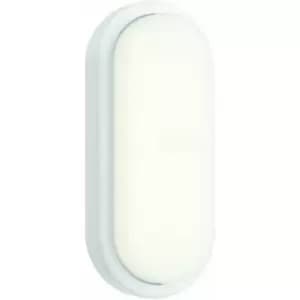 Loops - IP54 Outdoor Oval Bulkhead Wall Light Matt White 18W Cool White LED Ceiling Lamp