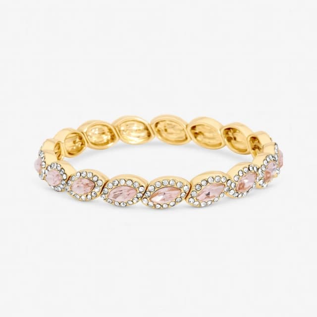 Jon Richard Gold Plated and Pink Navette Stretch Bracelet Gold female One Size