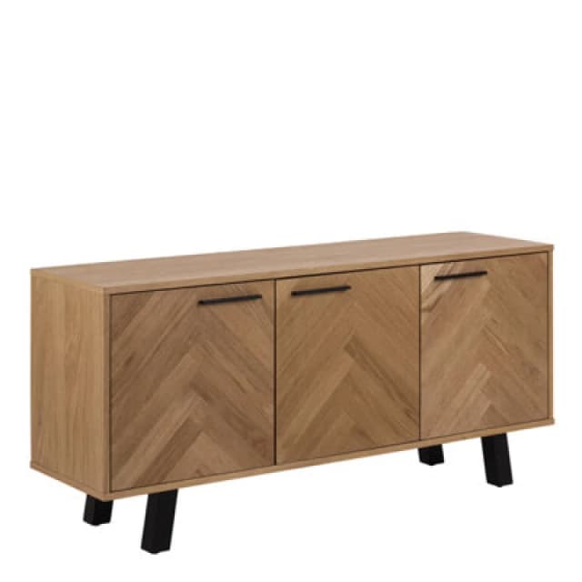 Furniture To Go Brighton 3 Door Sideboard In Oak With Herringbone Effect