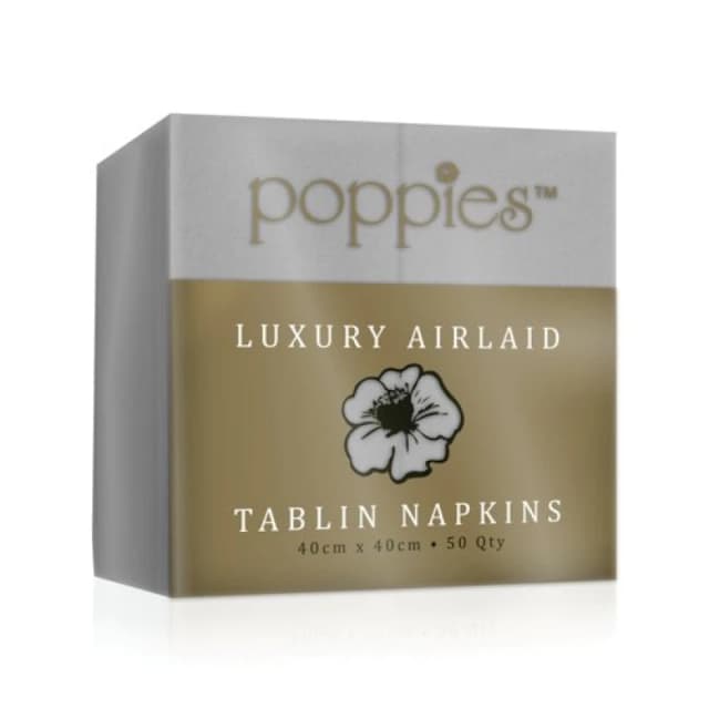 Poppies Tablin Napkins 8 Fold 40cm Grey (500 Pack) 4048GR