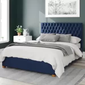 Aspire Monroe Upholstered Ottoman Bed Velvet Navy King