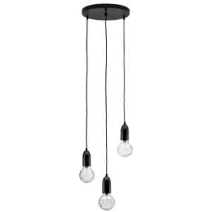 Netlighting Merano Kitimat 3 Light Cluster Pendant Ceiling Light Black Metal, Cl