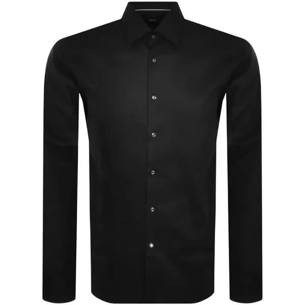 Boss H-HANK-kent-C1-214 10258928 01 Plain Shirt - Long Sleeve 15" Black 31769303350
