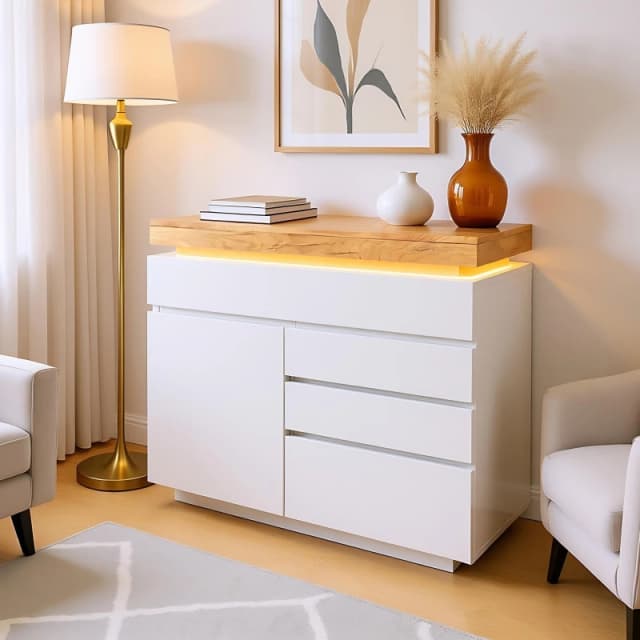 Urban Meuble Modern White Console Table with Ample Storage White unisex One Size