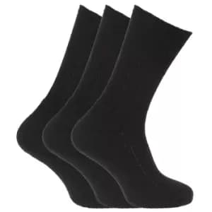 Mens Wool Blend Non Elastic Top Light Hold Socks (Pack Of 3) (UK Shoe 6-11, EUR 39-45) (Black)