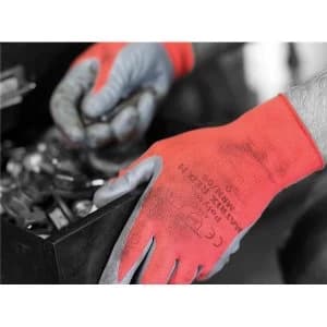 Polyco Matrix MRN09 Size 9 Seamless Knitted Gloves Nitrile Palm Coating Red