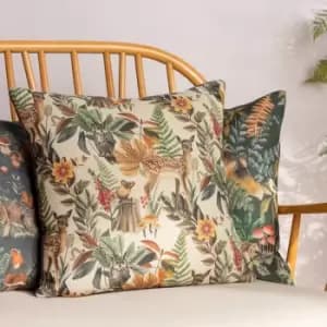 Forest Fawn Repeat Cushion Grey / 43 x 43cm / Polyester Filled