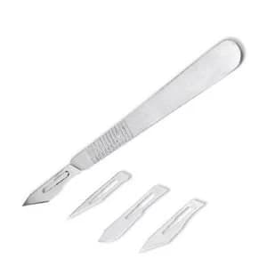 Metal Scalpel Handle with 4 x Nickel Plated No. 3 Blades