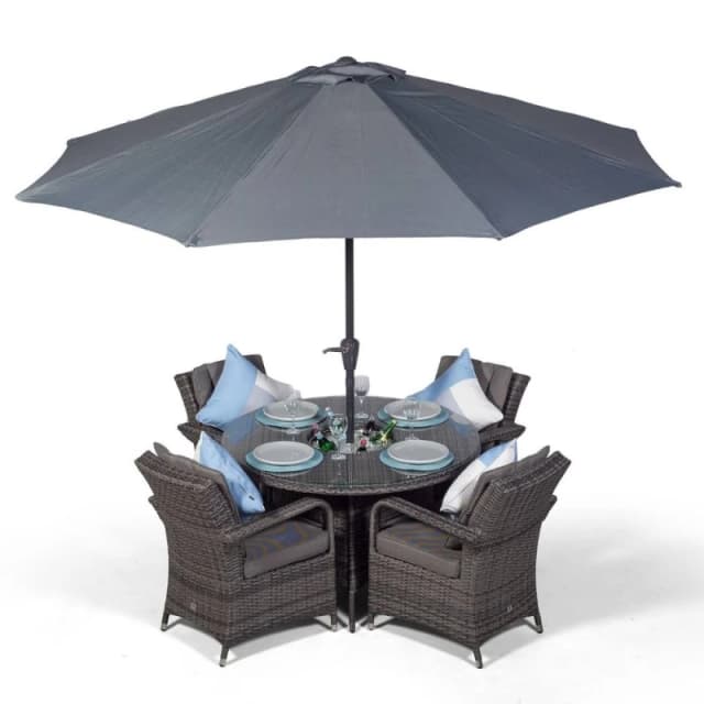Thats Furniture Arizona Round 4 Seater Patio Dining Set with Ice Bucket Drinks Cooler in Grey Grey Unisex