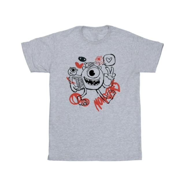 Disney Men Mike Graffiti T-Shirt in Grey Size: Small Grey S Male 5063376473675