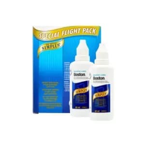 Boston Simplus Flight Pack (2*60ml), Contact Lens Solution For Use With Hard And Gas Permeable Lenses Only, Case Included