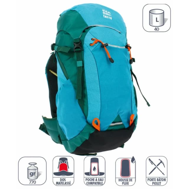 Elementerre talca 40 l backpack Turquoise Unisex 40 L