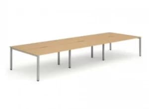 B2B Silver Frame Bench Desk 1200 Beech (6 Pod)