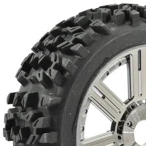 Fastrax 1:8 Maze Block Mounted On 8-Spoke Black Chrome (Pr)