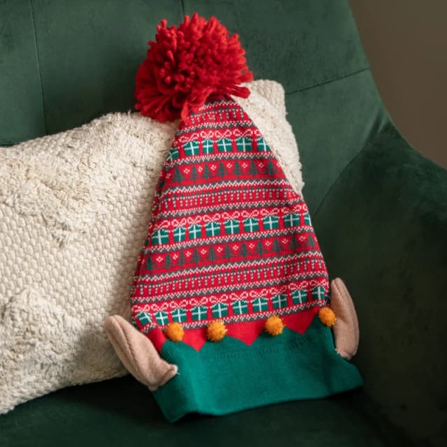 Luxury Red and Green Cotton Christmas Beanie Elf Hat