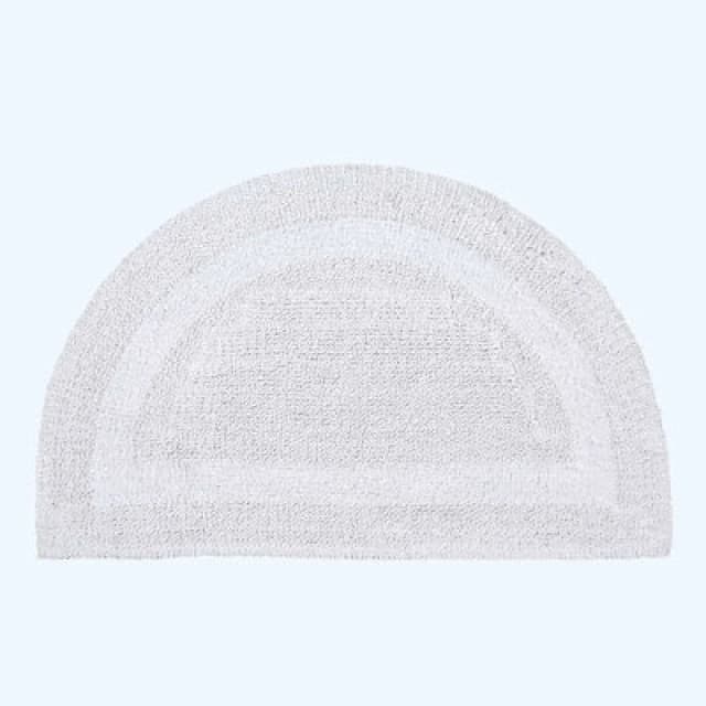 Homescapes Luxury Reversible Semi Circle Bath Mat - White