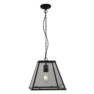 1 Light Lantern Pendant Matt Black, E27