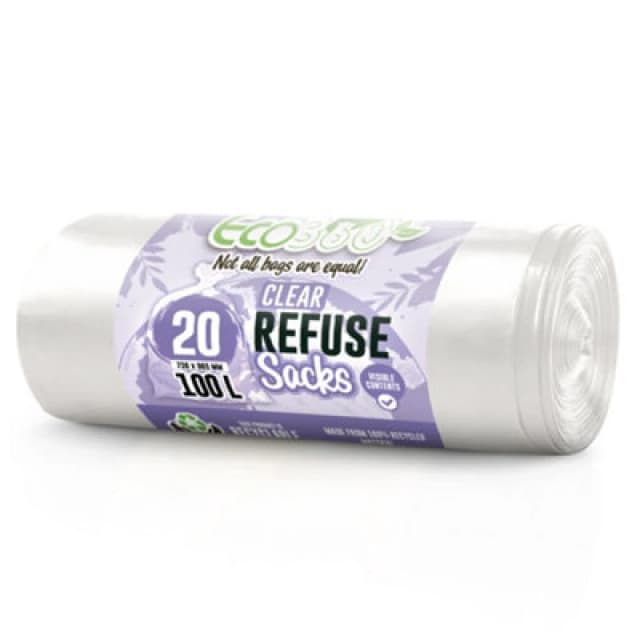 Eco Bag Ecobag 20 Pack Heavy Duty Refuse Sacks, 100L Recyclable, Leak Resistant & Durable 232