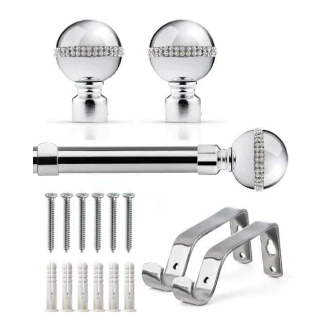 Emma Barclay Curtain Pole Extendable Diamond Chrome unisex 120-210cm