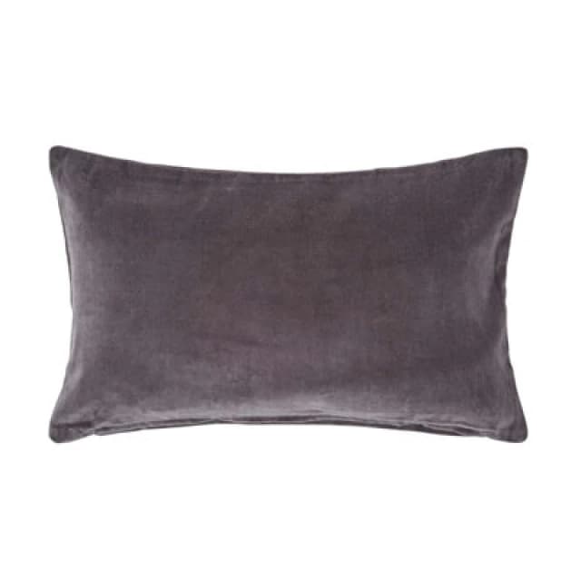 Homescapes Dark Grey Velvet Rectangular Cushion Cover, 30 X 50 Cm