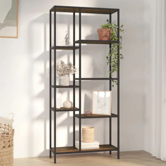 Vidaxl Book Shelf 80X30X180 Cm Steel And Engineered Wood, Brown 336360