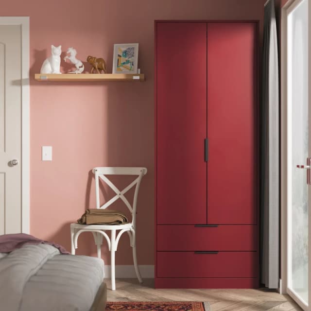 Havana Ready Assembled 2 Door 2 Drawer Wardrobe in Red Matt - Welcome Furniture TJ Hughes 5056812212341