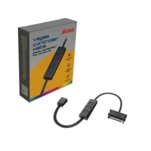 AKASA Vegas Controller Mate Addressable RGB Controller Cable SATA 15-Pin (M) to 3-Pin 5V ARGB Connector (M) 0.4m Black 3 Button Contoller Fully Custom