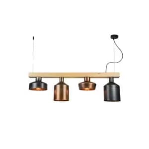 Kokkina Line Bar Light 4 Light Metal Wood Copper Rusty -Old Steel