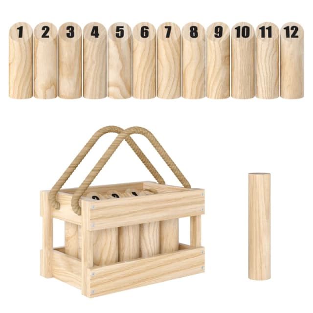 SPORTNOW SPORTNOW Molkky Game, Wooden Skittles Throwing Game with Carrying Box