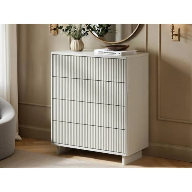 Solace+Co Velmor Ribbed Chest of 5 Drawers in White White Unisex